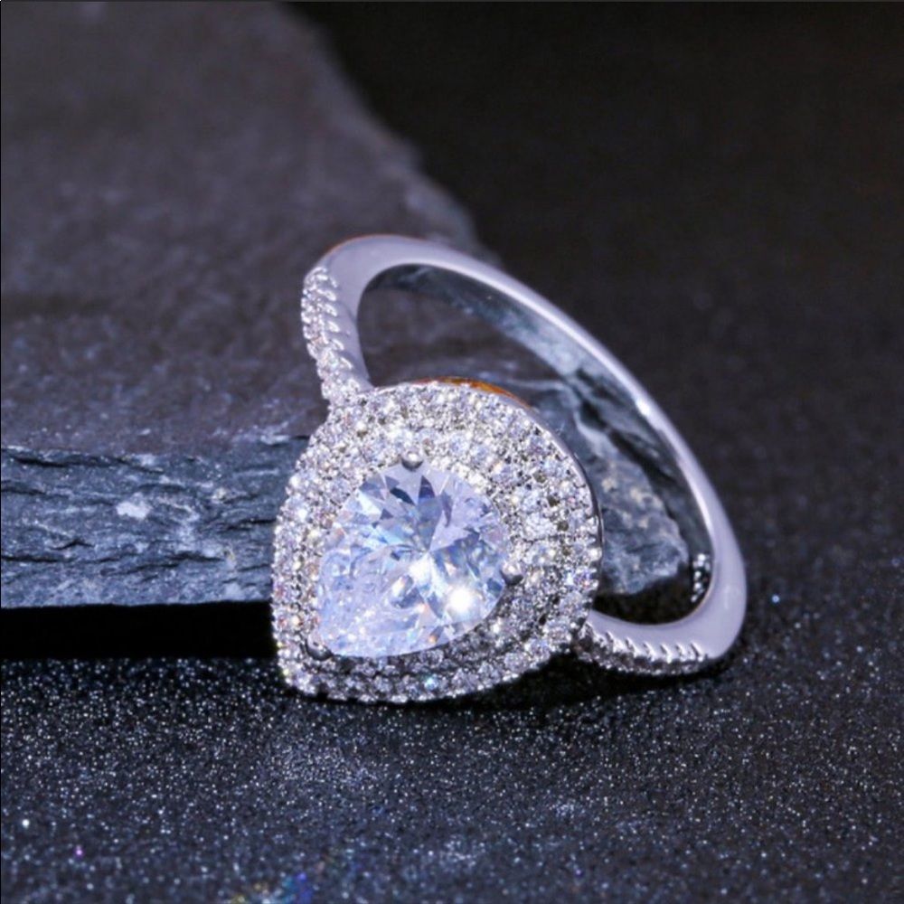 NEW Pear Cut Diamond 💎 925 Sterling Silver Ring - Picture 7 of 7